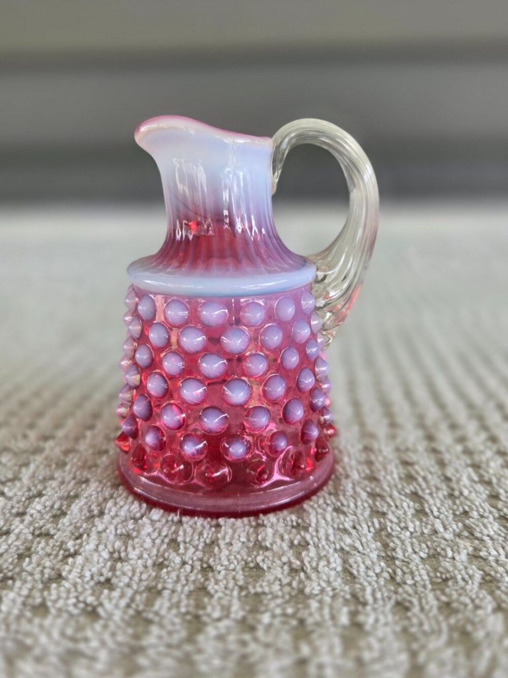 Vintage Fenton Hobnail Cranberry Opalescent Oil Cruet (without stopper)